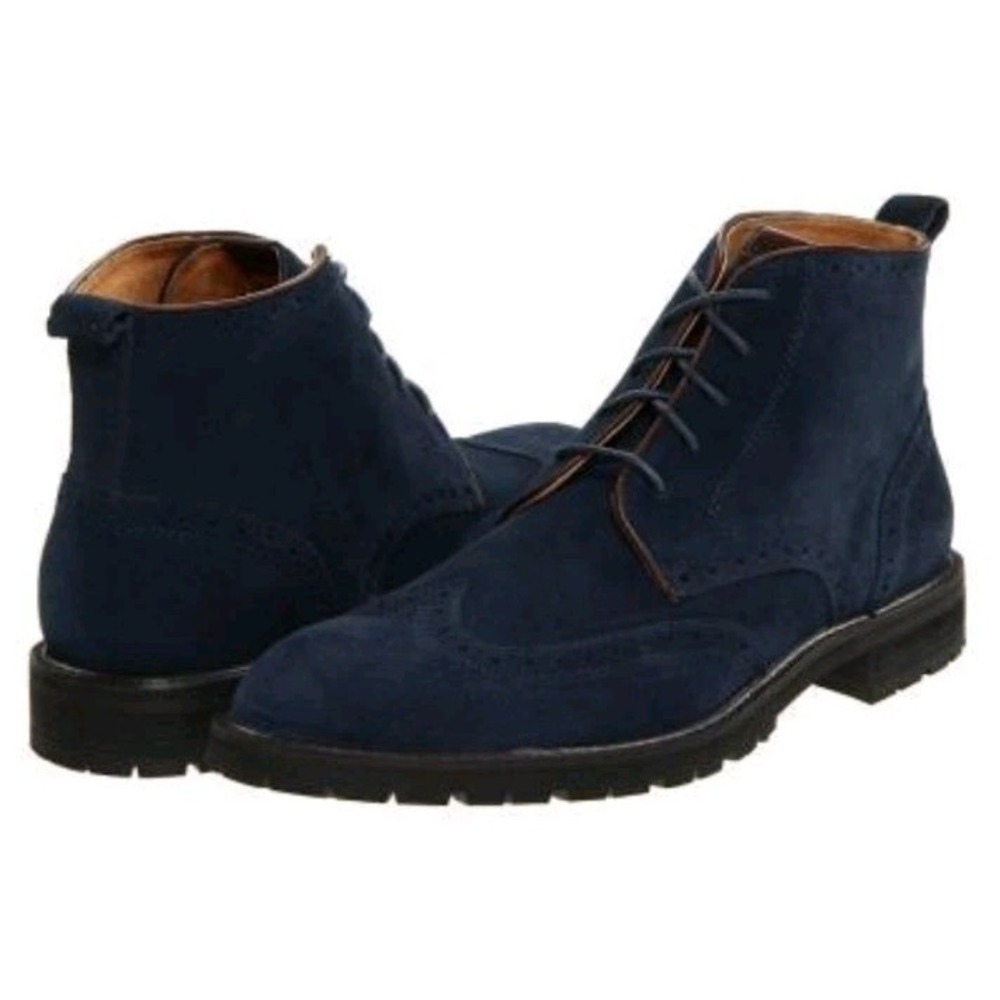 Florsheim 9D Suede 'Gaffney' Limited Lace Up Ankle Boots In Navy Worn 1X